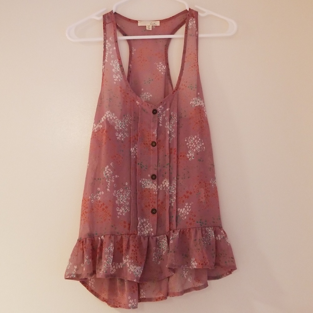 Floral Chiffon Racerback Top By Lush